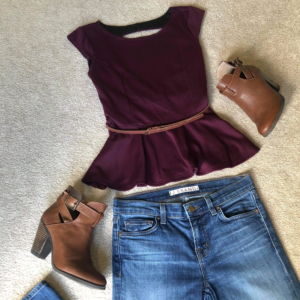 Charlotte Russe maroon peplum blouse size large